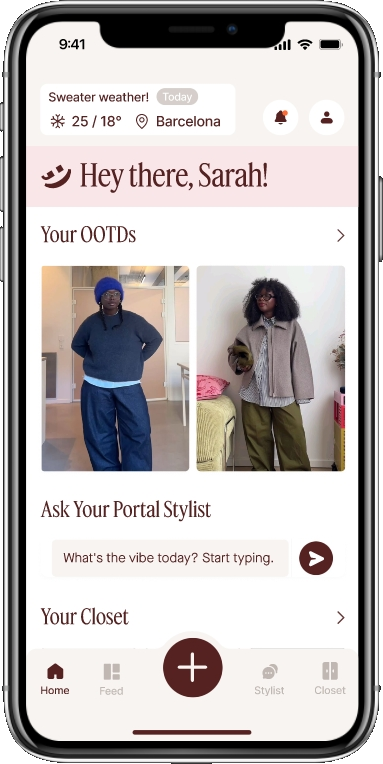 Portal home screen showing your digitized wardrobe