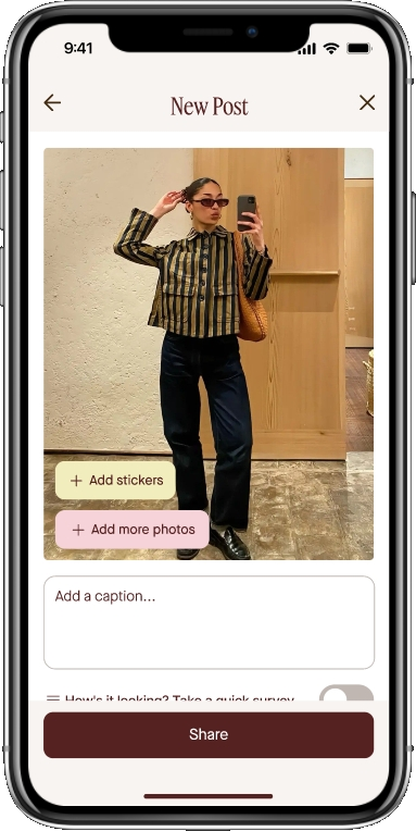 Portal new post screen for sharing outfits
